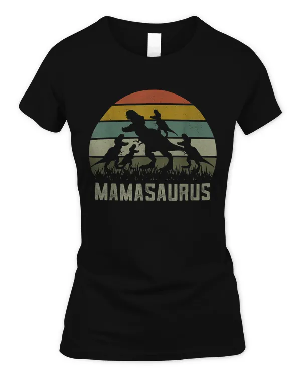 Funny T-rex Dino Mamasaurus Rawr Shirt, 4 Kids Dinosaur Mom T-Shirt