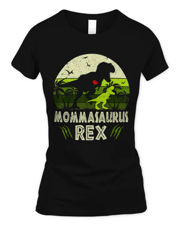 Momma Dinosaur T Rex Mommasaurus 1 kids Family Matching T-Shirt
