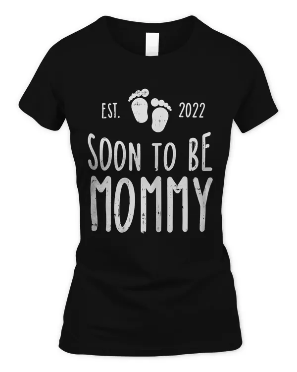Womens Soon To Be Mommy Baby Footprint Pregnancy Mom Mama Women T-Shirt
