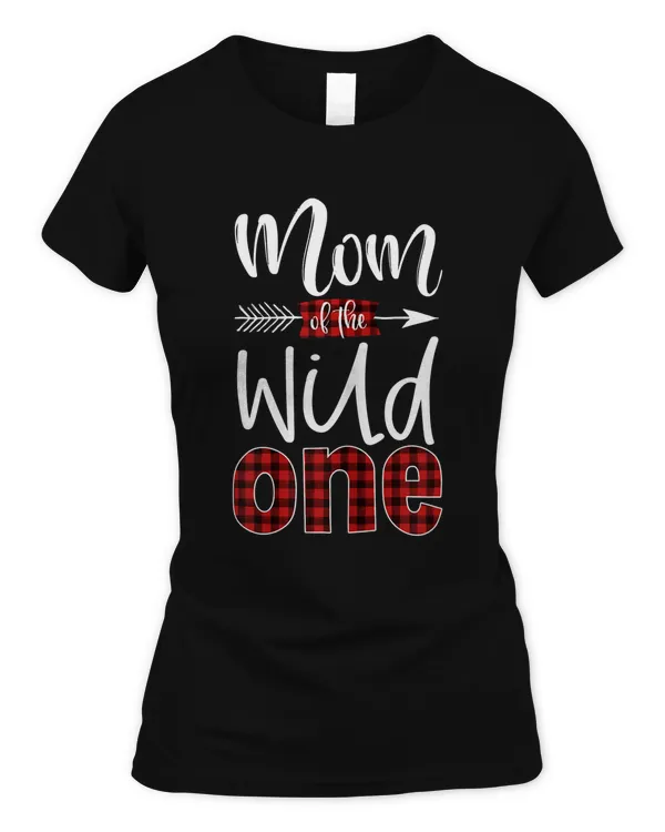 Womens Mom of the Wild One Shirt Plaid Lumberjack 1st Birthday Tee