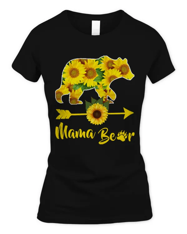 Mama Bear Sunflower Gift Funny Mothers Day Mom and Aunt Gift Pullover Hoodie