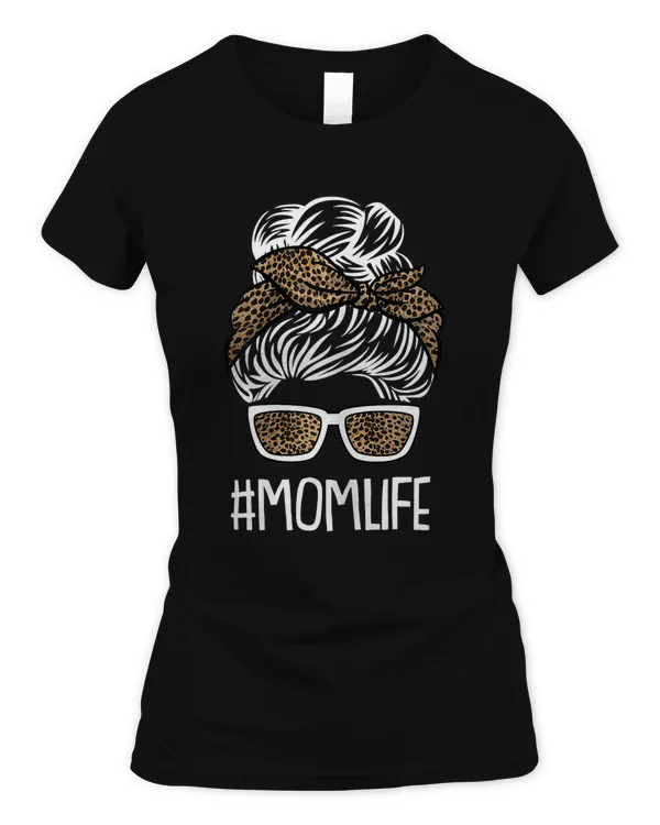 Womens Mom-Life Mothers-Day Leopard Print Mama Mommy Momma T-Shirt