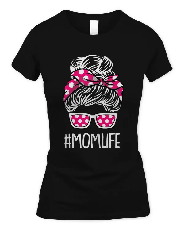 Womens Mom-Life Mothers-Day Polka Dots Pattern Mama Mommy Momma T-Shirt