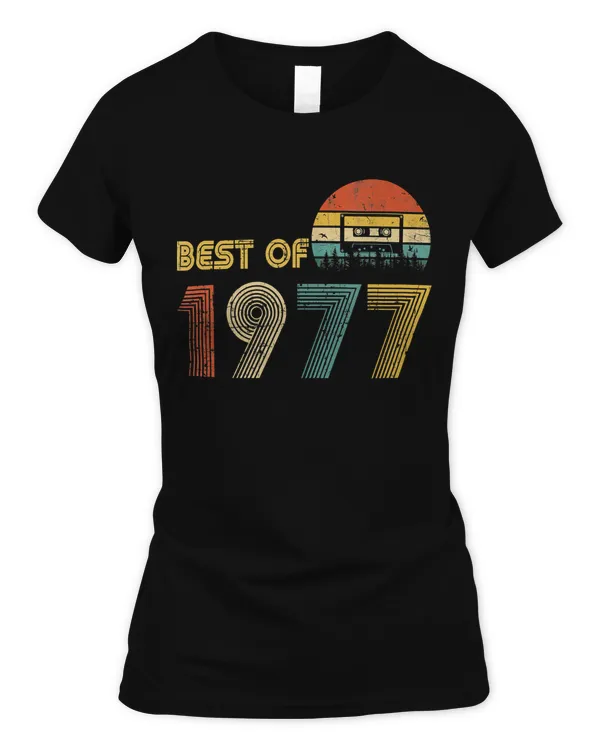 Best Of 1977 43rd Birthday Gifts Cassette Tape Vintage T-Shirt