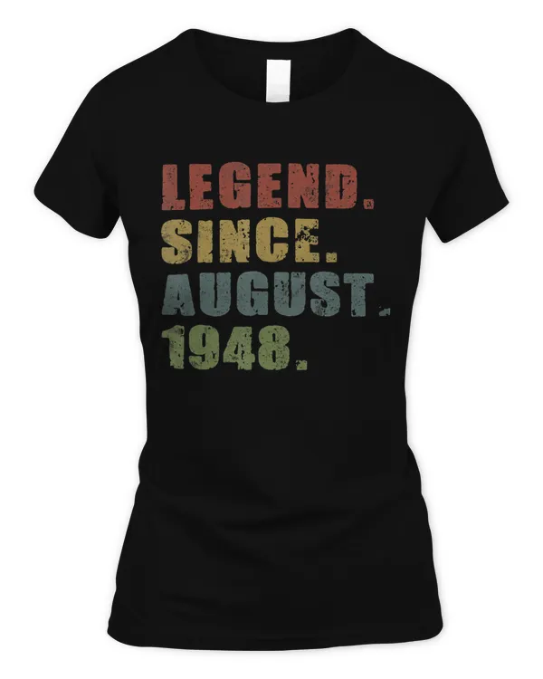 Born In August 1948 Legend 72 Years Old Gift 72nd Birthday T-Shirt