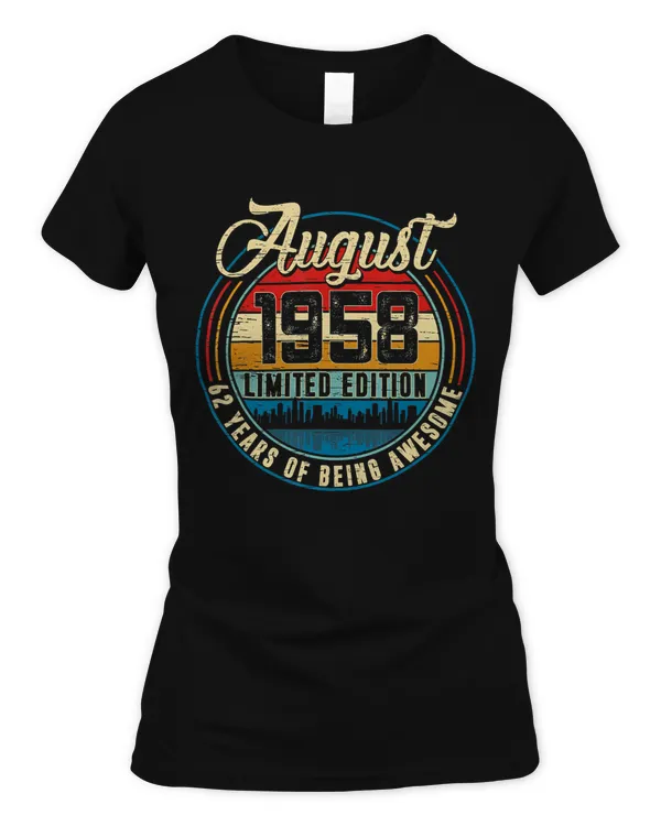 Distressed Retro August 1958 62nd Birthday Gift 62 Years Old T-Shirt