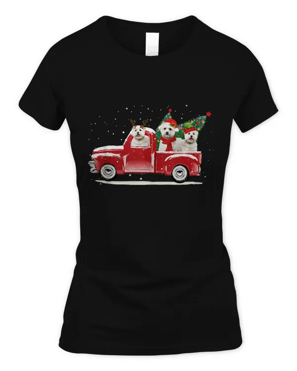 Bichon Frise Christmas Truck Pick Up Tree Funny Dog Lover