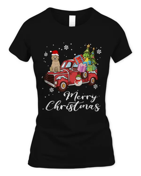 Cairn Terrier Riding Red Truck Merry Christmas Dog Lover