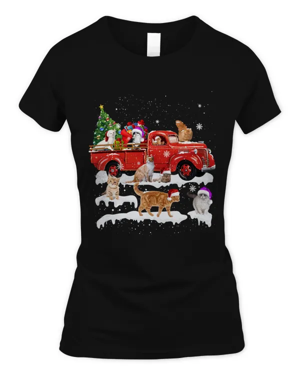 Cat Riding Red Truck Merry Christmas Kitten X-mas Ugly Gift