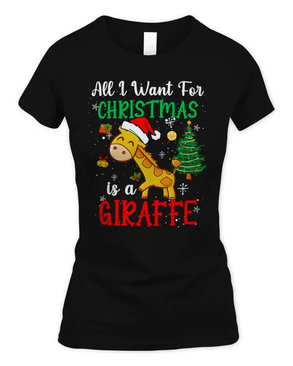 Giraffe All I Want for Christmas Is a Giraffe Ugly Sweater Santa Elf 198