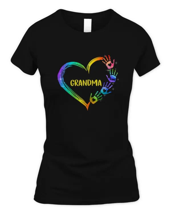 Grandma Mom Heart Hand Print Personalized Shirt, Gift For Grandma, Birthday Gift For Grandma