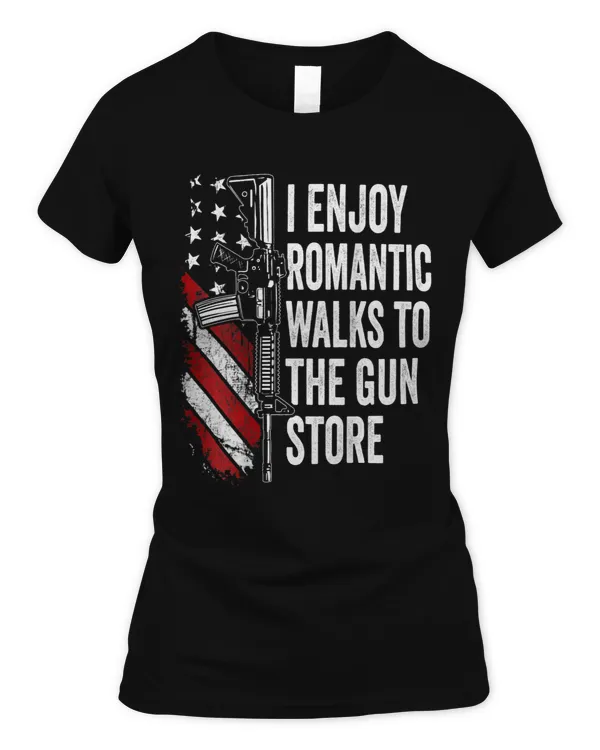 Romantic Walks To The Gun Store AR15 Funny Mens Gun BACK