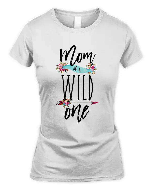 Womens Mom of a Wild One Mommy Party T-Shirt