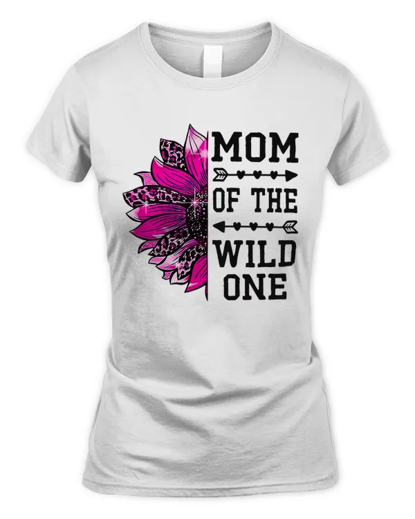 Womens Mom of the wild one Shirt Mothers Day Sunflower leopard gift Premium T-Shirt