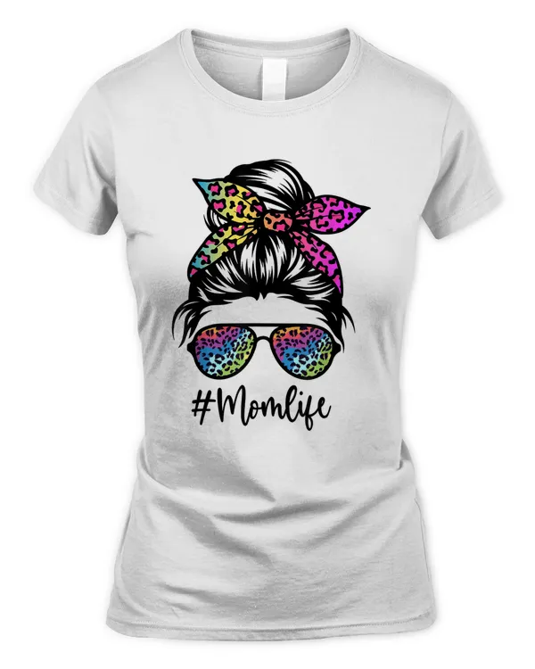 Mom life Shirt Rainbow Colorful Leopard Print Mothers Day T-Shirt