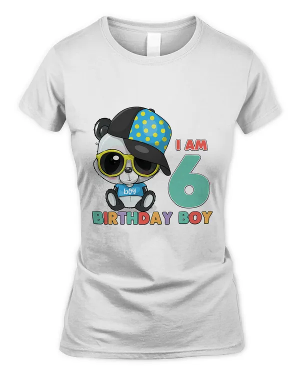 6 Years Old 6th Birthday Cool Panda Since 2016 Boys Kids T-Shirt