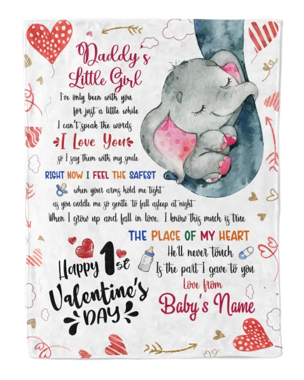 Personalized Valentine gifst for Dad fromCute Baby Elephant girl ,  1st Valentine's day Gift  for Newdad