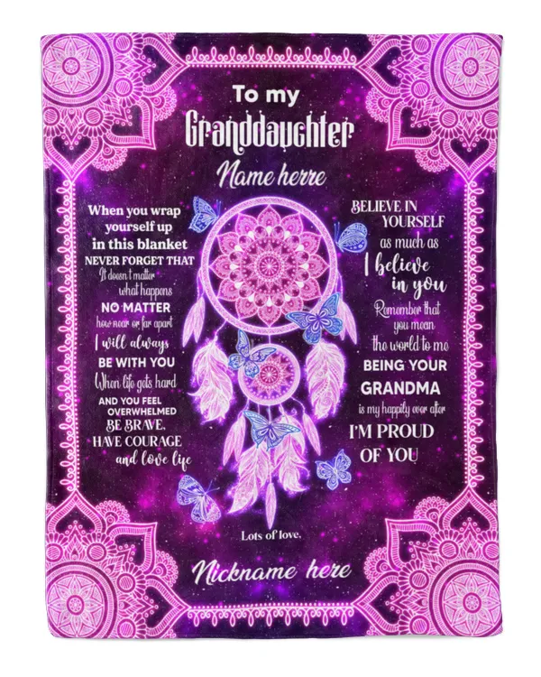 Personalized  Granddaughter Gift Dreamcatcher Mandala Purple Galaxy themes