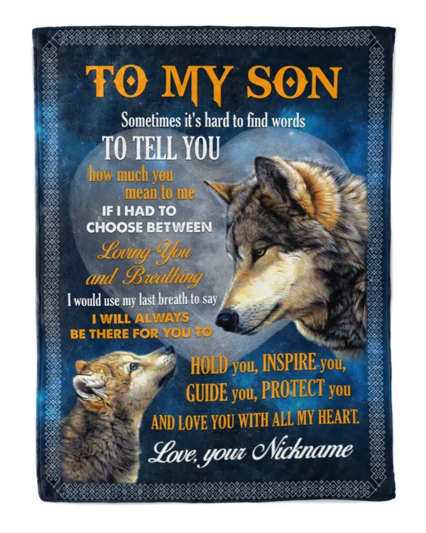 Personalized To my Son Gift,  WOLF MOON ART, Love From Mom, DAd Gift For Birthday Graduation Anniversary Wedding Gift