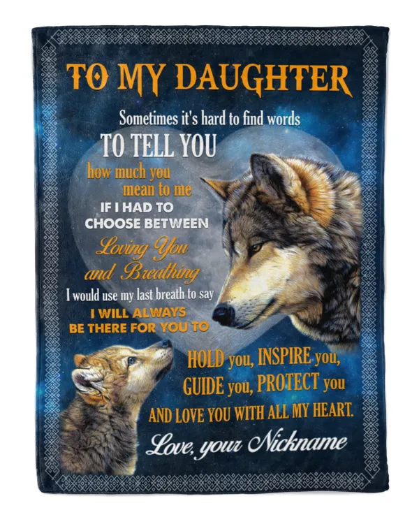 Personalized To my Daughter Gift,  WOLF MOON ART, Love From Mom, DAd Gift For Birthday Graduation Anniversary Wedding Gift