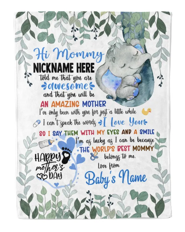 Blue Elephant Baby, Gift for New Mom from Grandma and baby , Safari Baby Shower, Jungle Nursery Blanket