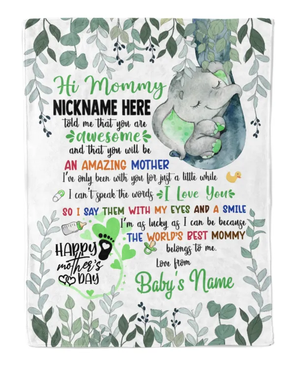 Green Elephant Baby, Gift for New Mom from Grandma and baby , Safari Baby Shower, Jungle Nursery Blanket