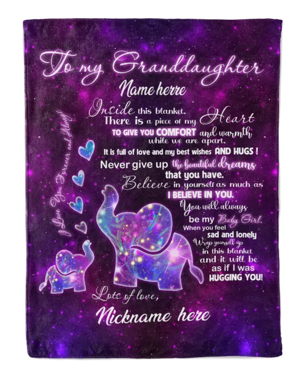 Personalized  Granddaughter Gift Elephant Purple Galaxy themes