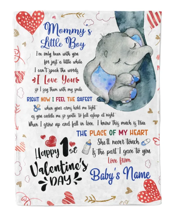 Personalized Valentine gifst for Mom fromCute Baby Elephant boy ,  1st Valentine's day Gift  for Newmom