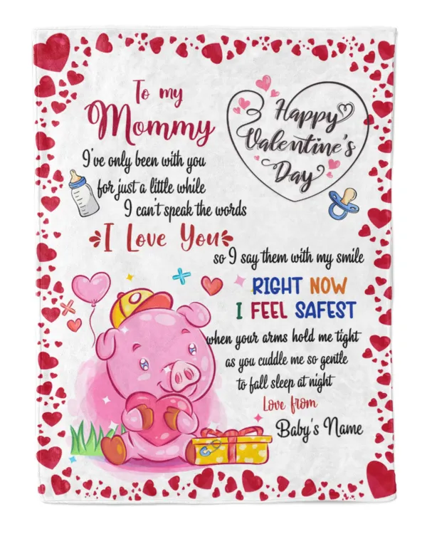 Baby Blanket, Valnetine Gift for New Mom, Happy Valentine Gifs, Valentine Gift for Wife from Pig Baby Boy