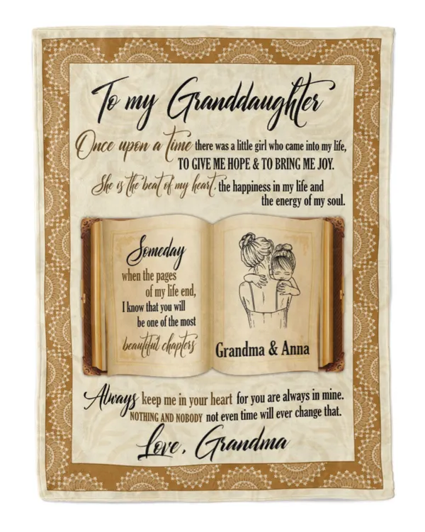 Personalized Blanket for Grandmother and Granddaughter  PAGE OF MY LIFE, Vintage style