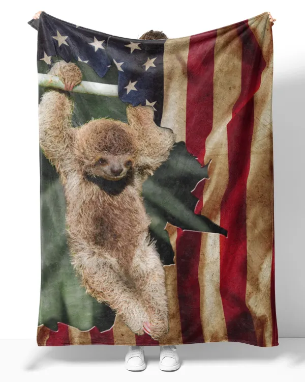 Sloth usa flag tear