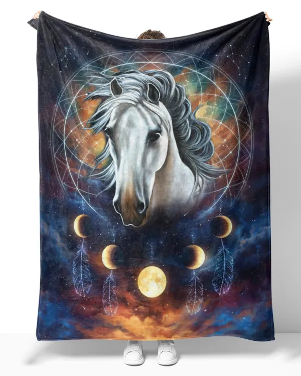 [Horses]Horse - white horse Dreamcatcher Moonart