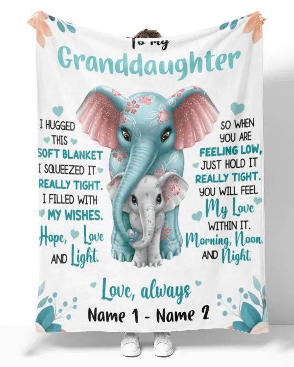 To My Granddaughter Elephant Blanket, Gift For Grandkids