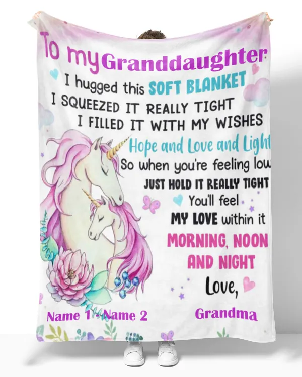 Unicorn Granddaughter Hug This Blanket, Gift For Grandkids