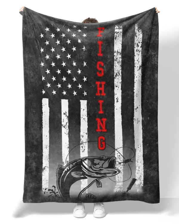 FISHING AMERICAN FLAG BLACK