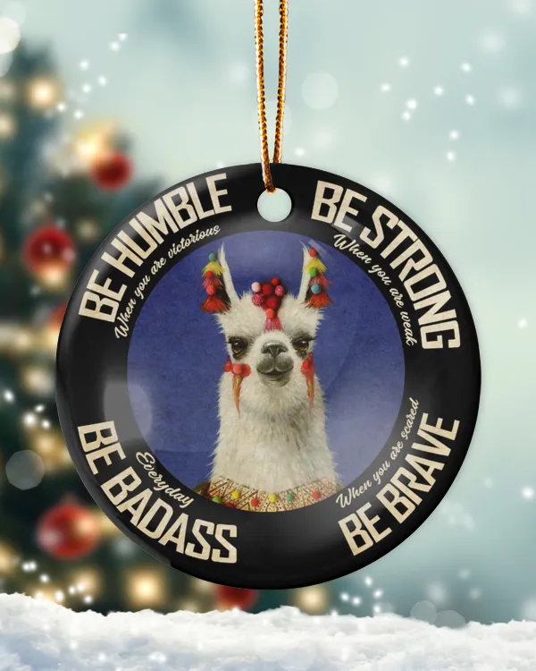 Llama Be Strong Circle Ornament