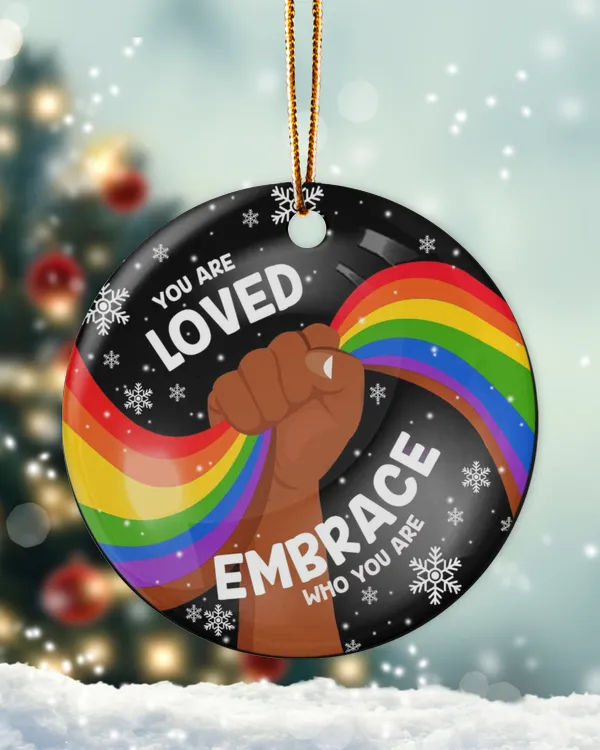 LGBT Embrace Ceramic Ornament