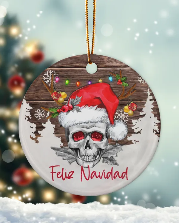 Skull Feliz Navidad Ornament