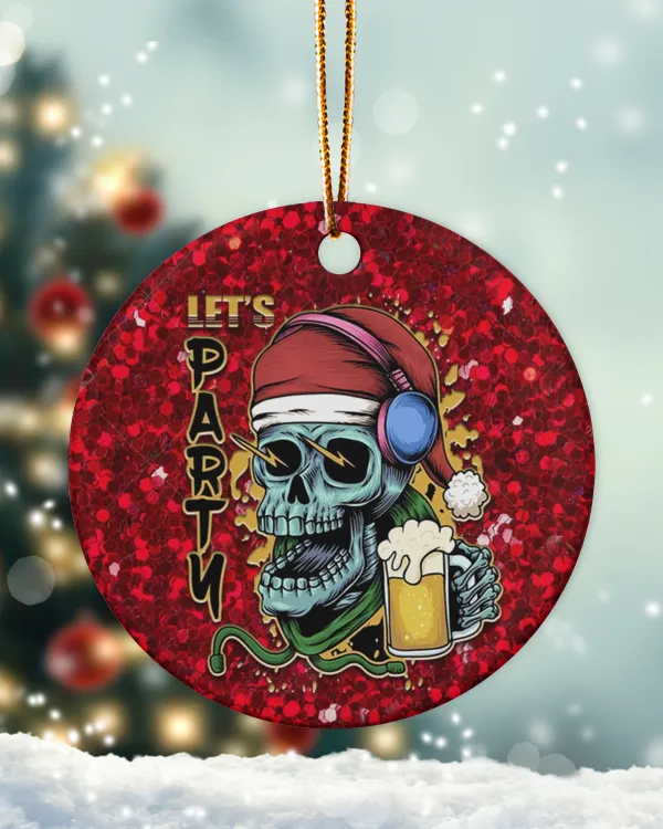 Skull Let's Party Circle Ornament