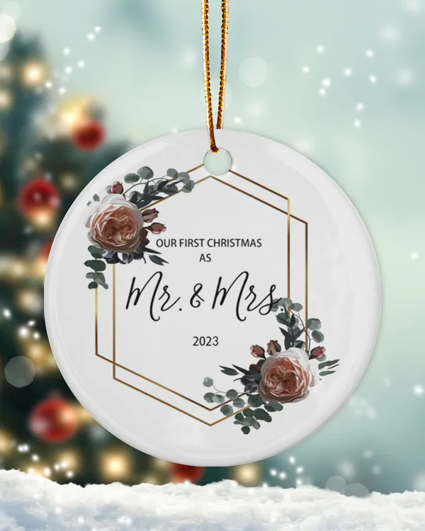 2023 Our First Christmas as Mr & Mrs 1st Christmas Ornament Wedding Gift