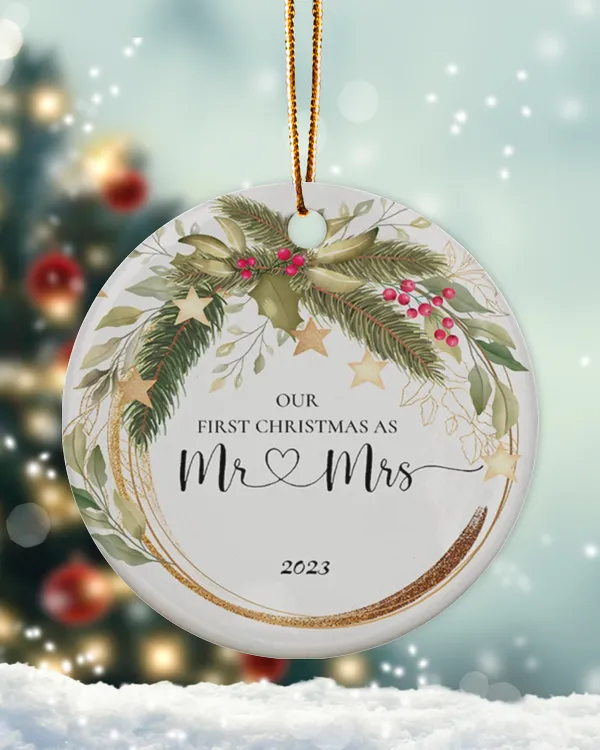 Wedding Gifts for Couple, Our First Christmas Married Ornament 2023
