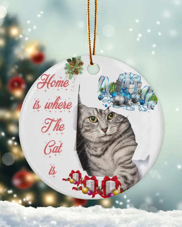 Christmas Ornaments - Home is where the cat is