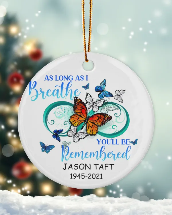 Memorial Circle Ornament, Infinity Butterflies, Memorial Gifts