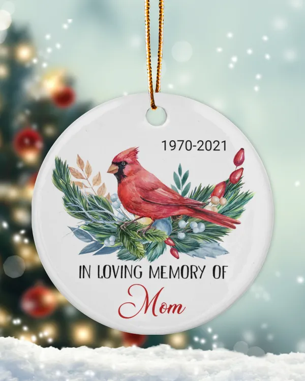Mom Memorial Gift, In Loving Memory Cardinal Ornament, Remembrance Keepsake, Custom Christmas Ornament, Sympathy Gift