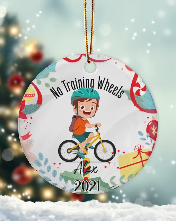 No Training Wheels Riding Bike Christmas Ornament, Bike Rider Ornaments, Kids on Wheels, Learning To Ride A Bicycle