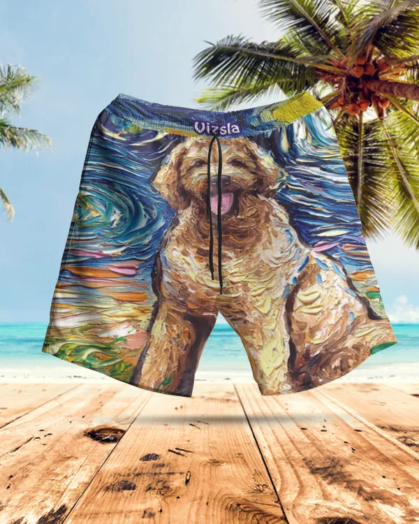 Goldendoodle AOP Hawaiian Short