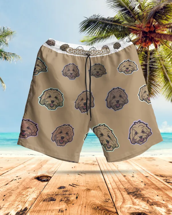 Goldendoodle AOP Hawaiian Short