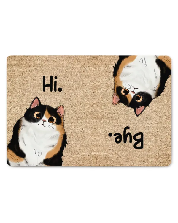 Hi Bye Cute Peeking Fluffy Cat Housewarming Gift For Cat Lover Personalized QTCAT0802DMA2