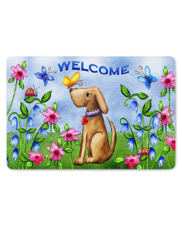 Welcome Dog Summer Spring Door Mat HOD290323DRM1