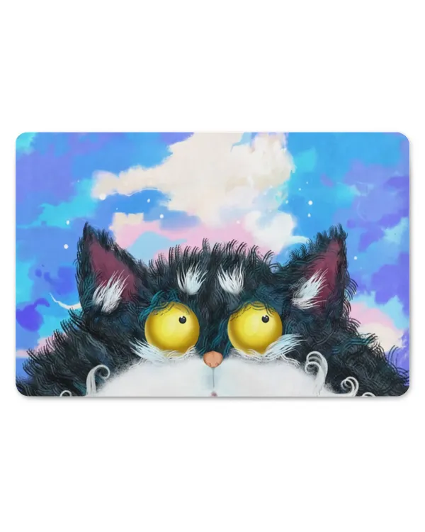 Funny Fluffy Cat Sky Doormat HOD300323DRM10